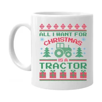 Žertovný předmět All I want for Christmas is a tractor - hrnek s potiskem- Tričkový.cz