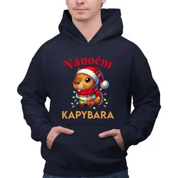 Žertovný předmět Vánoční kapybara - pánská mikina s potiskem- Tričkový.cz