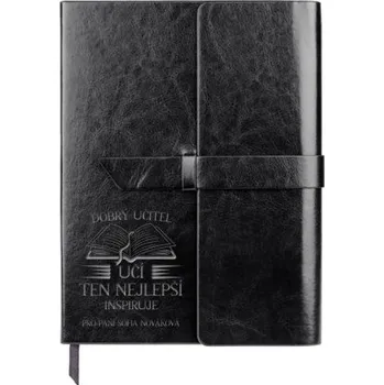 Žertovný předmět Dobrý učitel učí - zápisník z eko kůže s gravírováním - personalizovaný produkt- Tričkový.cz