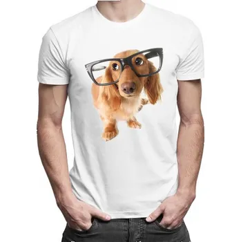 Žertovný předmět Štěně s brýlemi - pánské tričko s potiskem- Tričkový.cz
