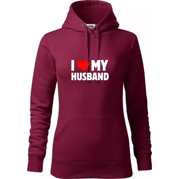 Dámská mikina I love my husband - Mikina dámská Cape s kapucí - L ( Garnet )