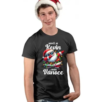 Žertovný předmět Když je Kevin, jsou Vánoce - pánské tričko s potiskem- Tričkový.cz