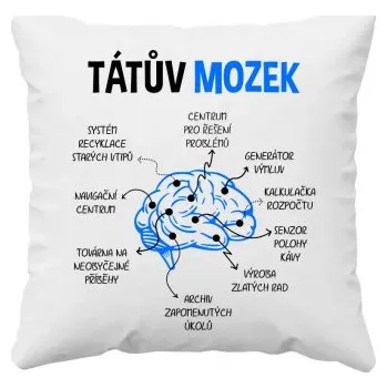 Žertovný předmět Tátův mozek - polštář s potiskem- Tričkový.cz
