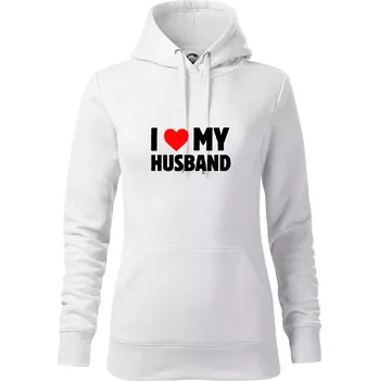 Dámská mikina I love my husband - Mikina dámská Cape s kapucí - 2XL ( Bílá )