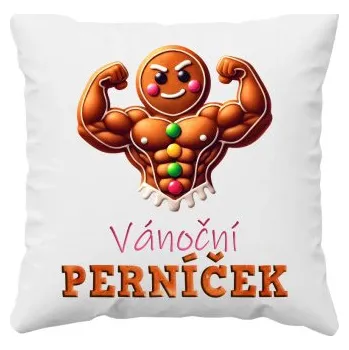 Žertovný předmět Vánoční perníček V4 - polštář s potiskem- Tričkový.cz