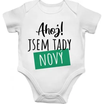 Žertovný předmět Ahoj, jsem tady nový - dětské body s potiskem- Tričkový.cz