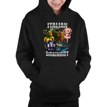 Žertovný předmět Italian Brainrot v2 - dětská mikina s kapucí- Tričkový.cz