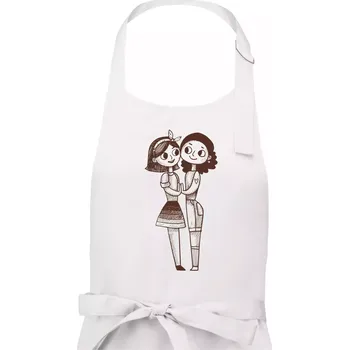 Kuchyňská zástěra Lesbický pár - Dámská zástěra na vaření - Univerzální velikost ( Bílá )