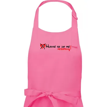 Kuchyňská zástěra Hlavně se do mě nezamiluj - Pánská zástěra na vaření - Univerzální velikost ( Růžová )