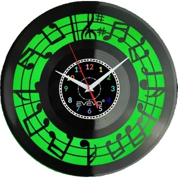 Hodiny NOTY HUDBA VINYL HODINY NÁSTĚNNÉ VINYLOVÁ DESKA DÁREK PAMÁTKA NAROZENINY DL