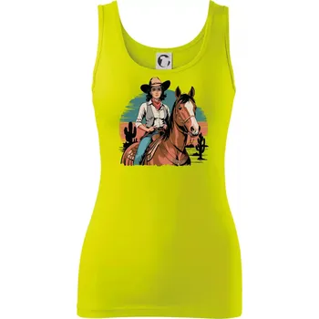 Cowgirl vintage na koni - Dámské tílko - XS ( Limetková )