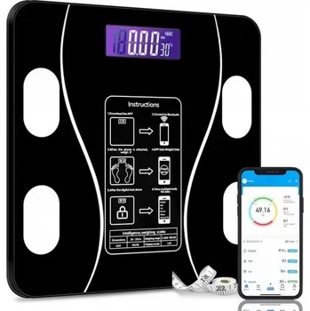 Osobní váha Elektronická koupelnová váha černá skleněná Bluetooth 180 kg