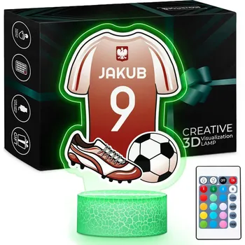 Lampička Noční Lampa na Stůl pro Chlapce LED 3D s Jménem - Fotbalový Teplákovka