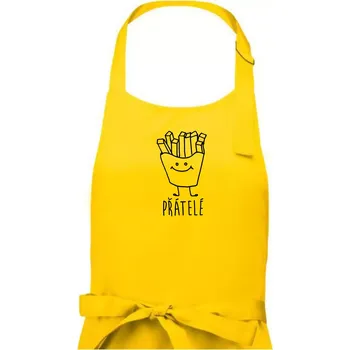 Kuchyňská zástěra Nejlepší přátelé - Hamburger a hranolky - Dámská zástěra na vaření - Univerzální velikost ( Žlutá )