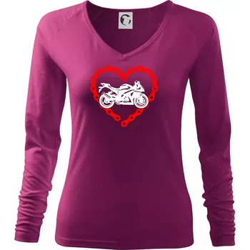 Dámské tričko Moto srdce řetěz - supersport - Triko dámské Elegance - S ( Fuchsiová )