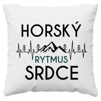 Žertovný předmět Horský rytmus srdce - polštář s potiskem- Tričkový.cz