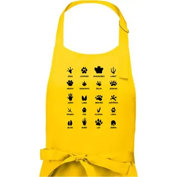 Kuchyňská zástěra Stopy zvířat - Dámská zástěra na vaření - Univerzální velikost ( Žlutá )