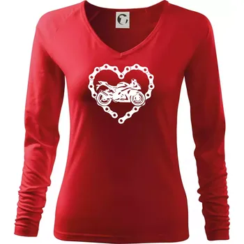 Dámské tričko Moto srdce řetěz - supersport - Triko dámské Elegance - S ( Červená )