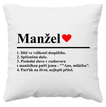 Žertovný předmět Manžel - slovníková definice - polštář s potiskem- Tričkový.cz