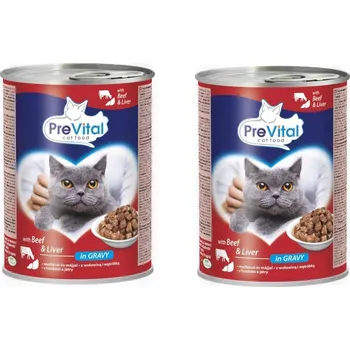 Krmivo pro kočku Mokré krmivo pro kočky PREVITAL hovězí, játra 415g x 2ks
