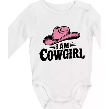 Iam cowgirl klobouk - Body kojenecké s dlouhým rukávem - Dlouhý r. do 3 měs ( Bílá )