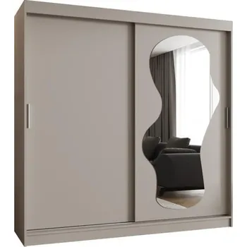 Šatní skříň Šatní skřín s posuvnými dveřmi a zrcadlem ULTRA 200cm kašmírová