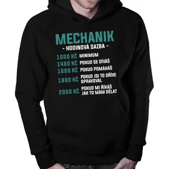 Žertovný předmět Mechanik - hodinová sazba - pánská mikina s potiskem- Tričkový.cz