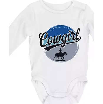 Kojenecký body Cowgirl modrý pruh - Body kojenecké s dlouhým rukávem - Dlouhý r. do 3 měs ( Bílá )