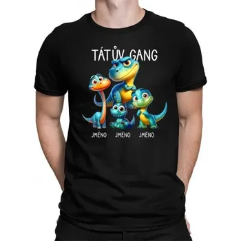 Žertovný předmět Tátův Gang (dinosauři) - tři děti - pánské tričko s potiskem - personalizovaný produkt- Tričkový.cz