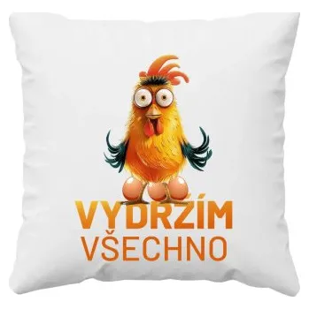 Žertovný předmět Vydržím všechno - polštář s potiskem- Tričkový.cz