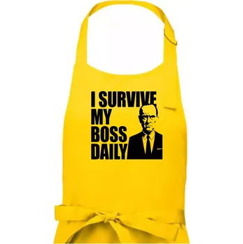 Kuchyňská zástěra I survive my boss daily - Dámská zástěra na vaření - Univerzální velikost ( Žlutá )