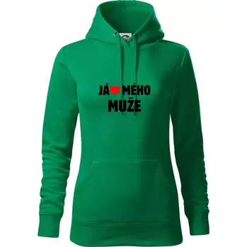 Dámská mikina Já miluju svého muže - Mikina dámská Cape s kapucí - S ( Středně zelená )