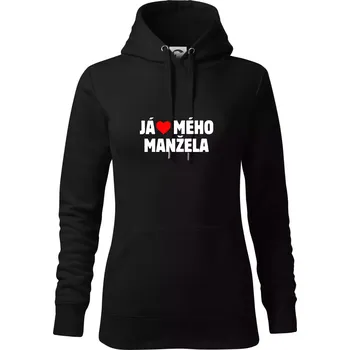 Dámská mikina Já miluju mého manžela - Mikina dámská Cape s kapucí - XL ( Černá )