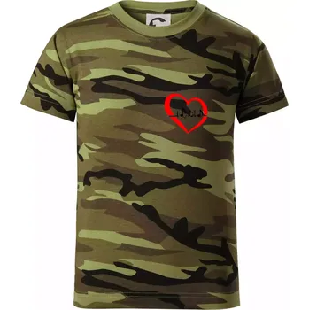 Chlapecké oblečení Moje srdce bije pro hudbu - srdce malé - Dětské maskáčové triko - 104-110cm / 3-4 roky ( Zelený maskáč )