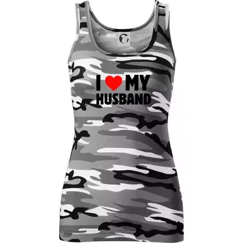Dámské tričko I love my husband - Dámské Maskáčové tílko - S ( Šedý maskáč )