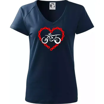 Dámské tričko Moto srdce řetěz - enduro - Tričko dámské Dream - L ( Námořní modrá (velmi tmavá - téměř černá) )
