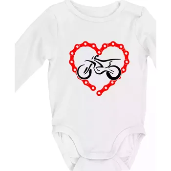Moto srdce řetěz - enduro - Body kojenecké s dlouhým rukávem - Dlouhý r. do 3 měs ( Bílá )