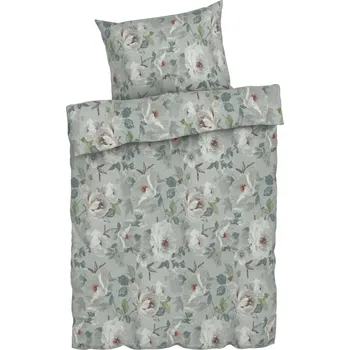 Povlečení LIVARNO home Ložní povlečení Renforcé, 140 x 200 cm, 70 x 90 cm (květiny velká / zelená)