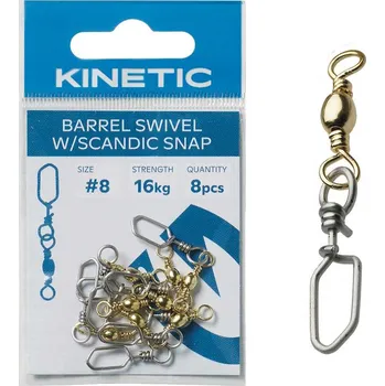 Kinetic karabina s obratlíkem Barrel Swivel 3/0 62kg, 3ks (Pevná karabina s obratlíkem pro lov ryb ve slané vodě.)