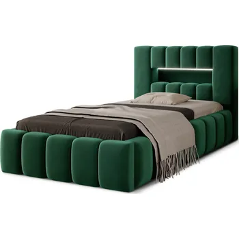 Postel Jednolůžková postel LAMICA 90x200 s LED osvětlením Nube 35 tmavě zelená