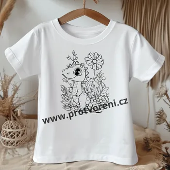 Tričko jako omalovánka Tričko k vybarvení, dětské, DINOSAURUS V KYTIČKÁCH, 1 ks zvolte VELIKOST trička ZDE:: 11/12 let Beagle