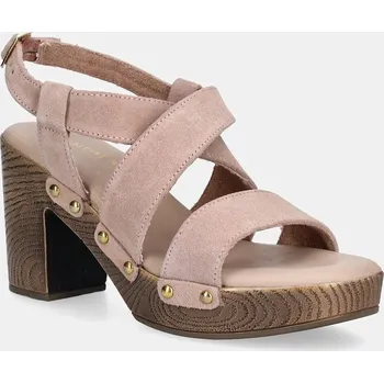 Dámské sandále Semišové sandály Medicine dámské, růžová barva, na podpatku RS25.OBD719 03X, EUR 40