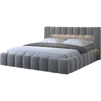 Postel Dvoulůžková postel LAMICA II 140x200 s LED osvětlením Monolith 84 světle šedá