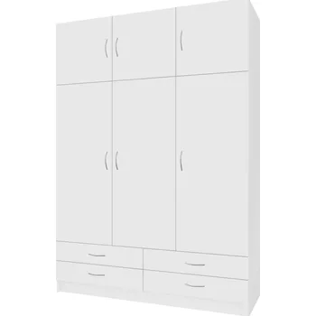 Šatní skříň Skříň Geri 135cm - Skříň třídvéřová kombinovaná s nástavecem a šuplíky