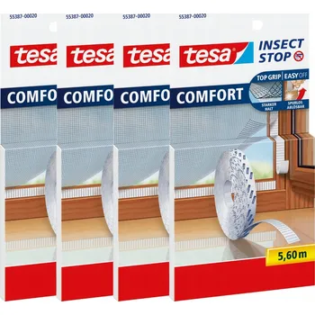 Síť proti hmyzu TESA Samolepicí suchý zip pro montáž síťky proti hmyzu na okno 5,6 m bílá x4