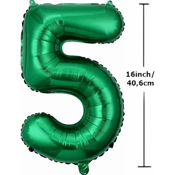 Balónek FÓLIOVÝ BALÓNEK ČÍSLICE 5 NAROZENINY OSLAVA PÁRTY ZELENÝ 40 CM (16 PALCŮ)