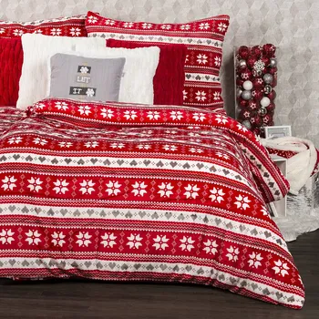 Povlečení 4Home Povlečení mikroflanel Zimní sen červené 140 x 200, 70 x 90 cm zipový uzávěr