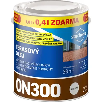 Olej na dřevo Olej terasový Stachema ON300 bezbarvý 1,8 l + 0,4 l zdarma