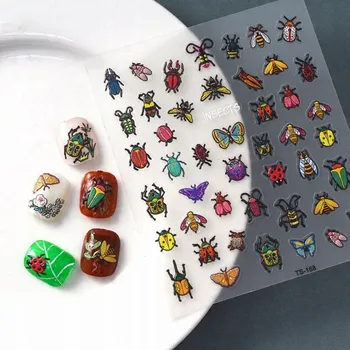 samolepka Samolepky na nehty 3D Samolepící konvexní vzory - Hmyz Motýl Včela