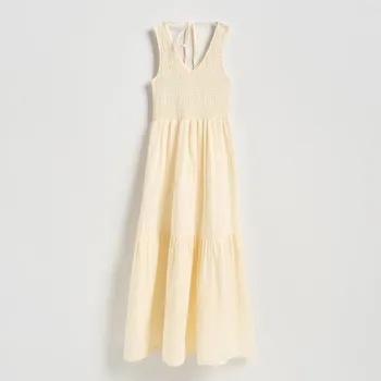 Dámské šaty Reserved - Midi šaty z mušelínu - tělová - 337HZ-02X - 337HZ-02X-S